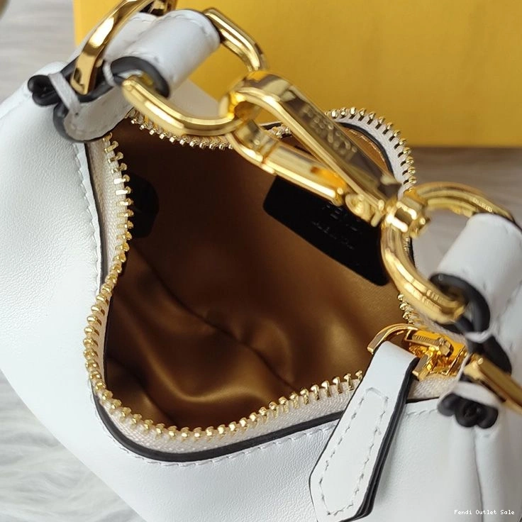 Affordable Calf Fendi In Fendigraphy Leather Hobo Nano White Bag 0806